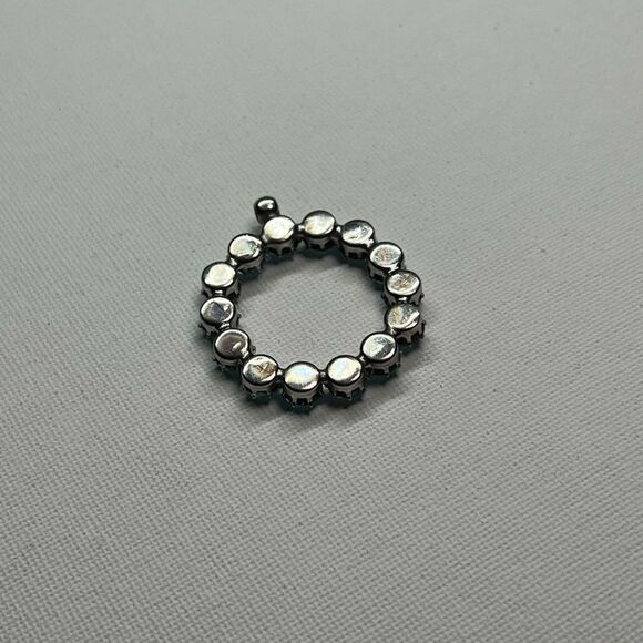 Vintage Silver-Tone Circular Pendant W/ Blue Rhinestones - Picture 4 of 5